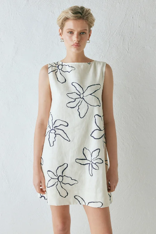 Aftersun Linen Mini Dress Fleur Cozy Satin Mini Dress