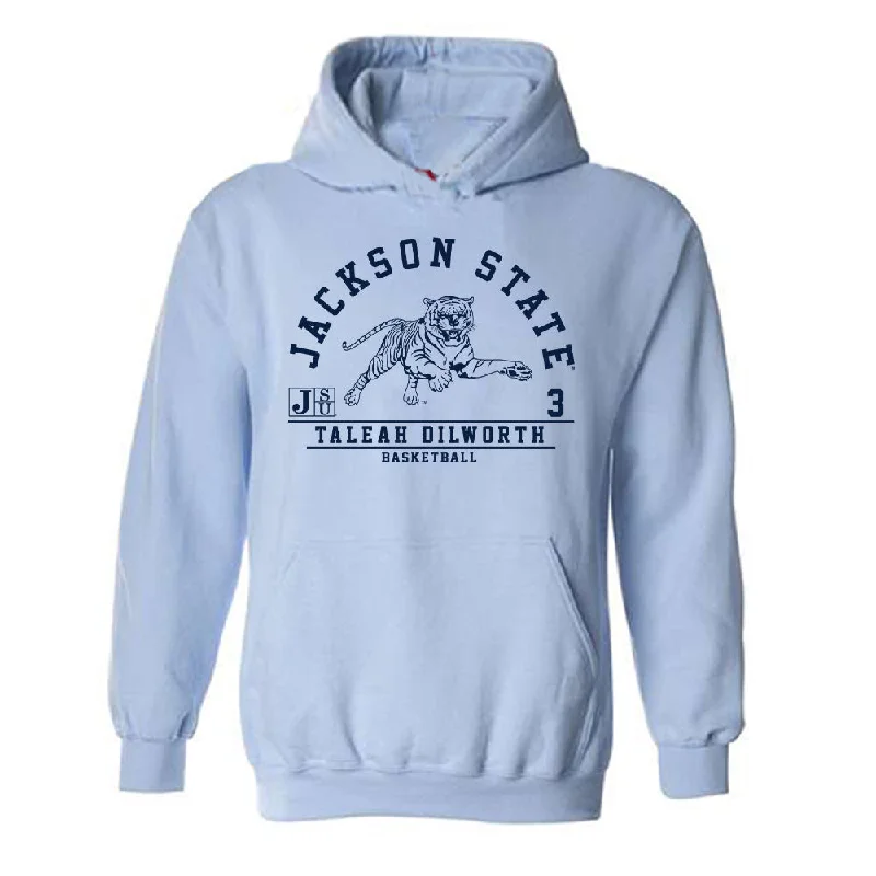 Jackson State - NCAA Women's Basketball : Taleah Dilworth - Classic Fashion Shersey Hooded Sweatshirt Hoodie with Hem Ribbing Snug Secure