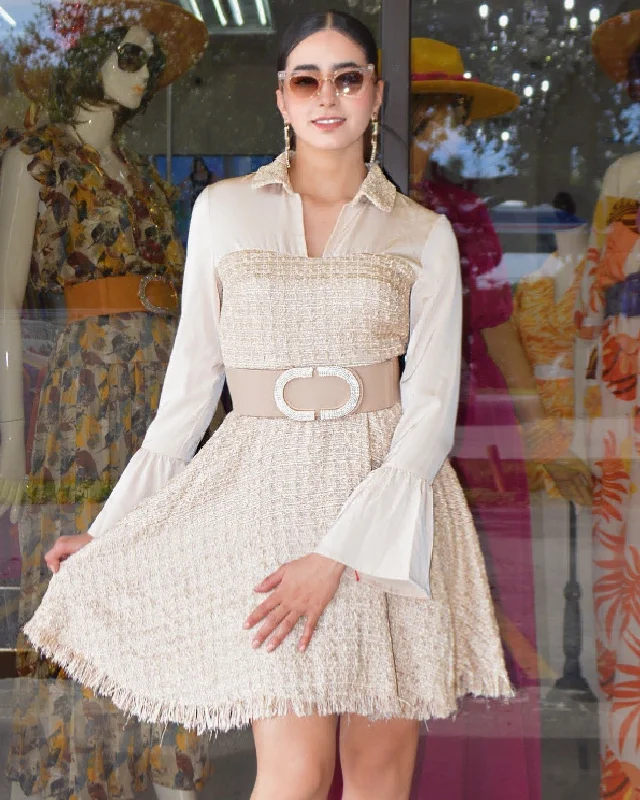 Fall For You Mini Dress Nude Trendy Floral Mini Dress