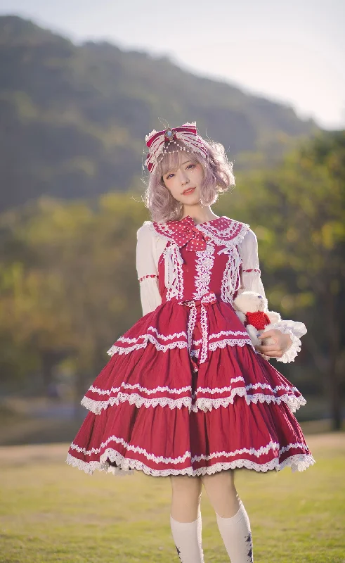 Infanta~Three-Tiered Lolita Cake Dress Autumn Lolita JSK Tunics Seasonal trendy