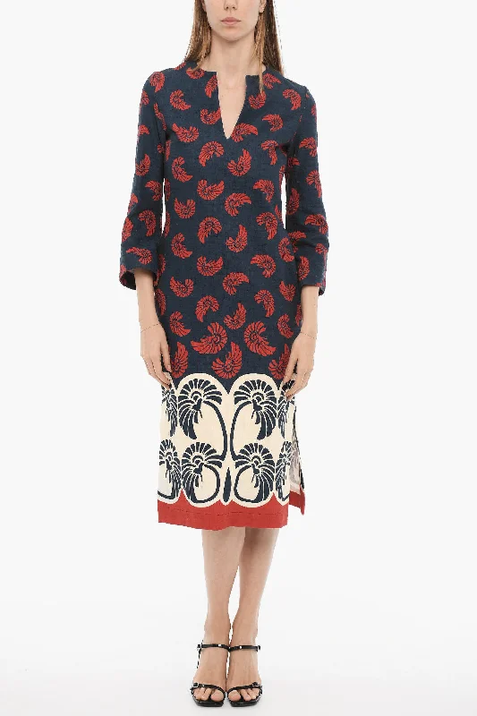 La Double J Cotton Kaftan Dress with Side Double Slit Turtleneck Neckline Stylish