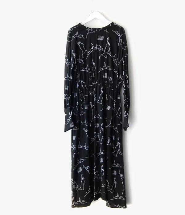 PHEENY/NYC PRINTED BACK OPEN DRESS(BLACK) Casual Short Summer