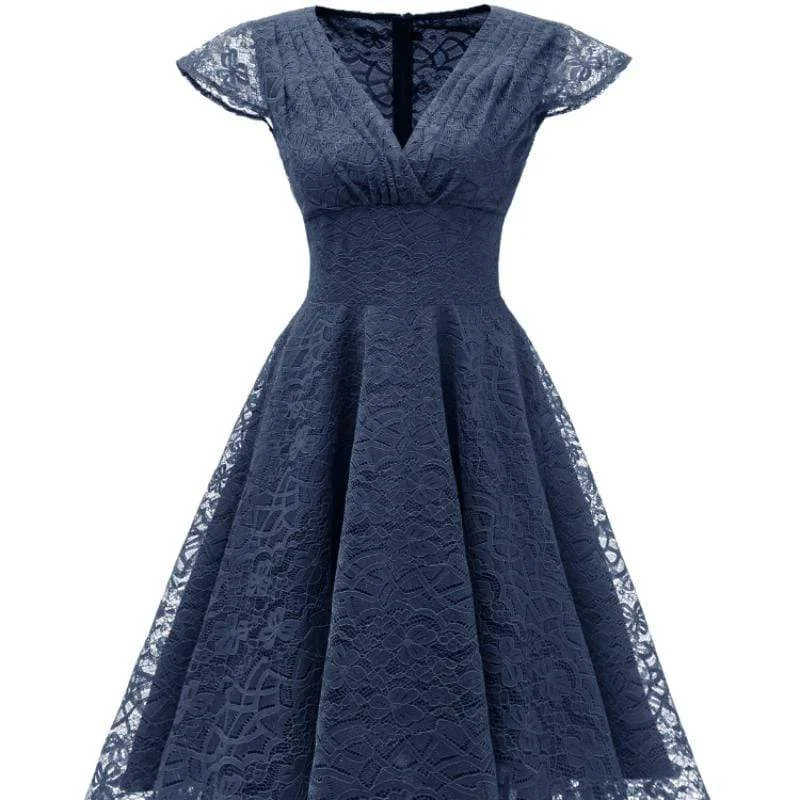 Women's V-neck Lace Party Dresses sweetheart Neckline Romantic