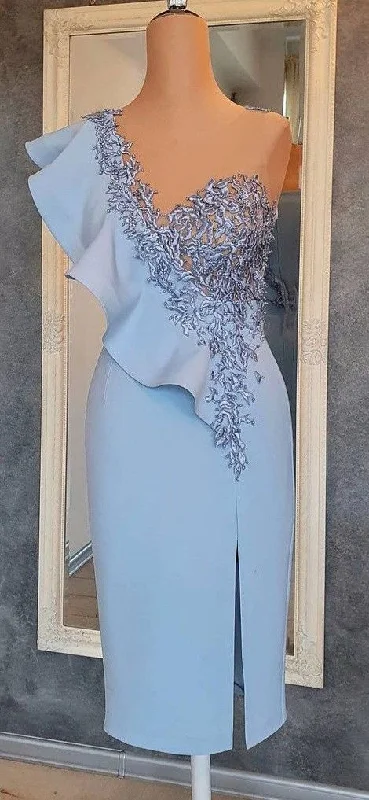 Chic Blue Sheath Short Party Dress,Blue Homecoming Dress Y6427 High-Low Hemline Casual Chic Blue Sheath Short Party Dress,Blue Homecoming Dress Y6427 High-Low Hemline Casual