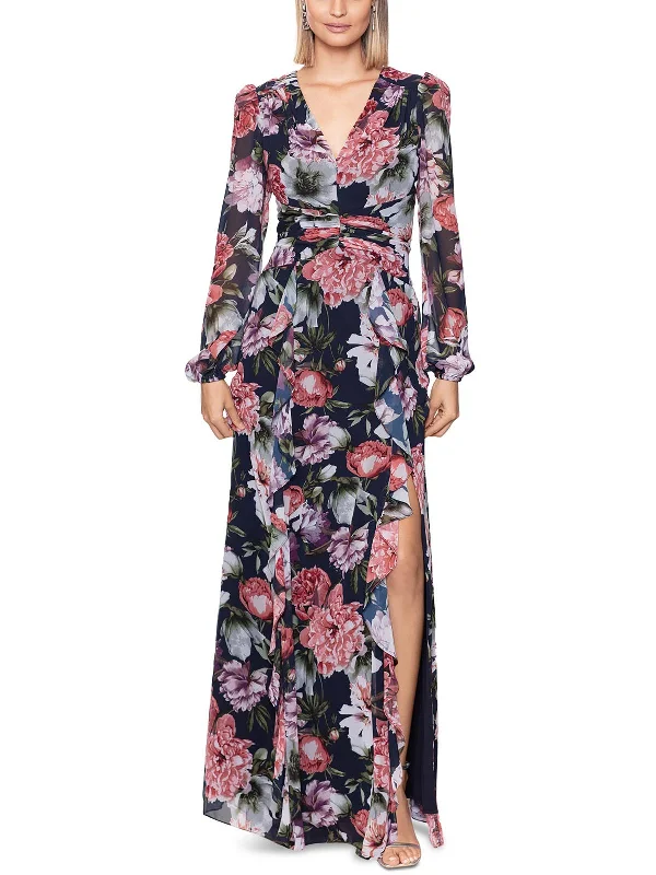 Womens Ruffled Side Slit Cocktail And Party Dress Tunics Party sparkling
