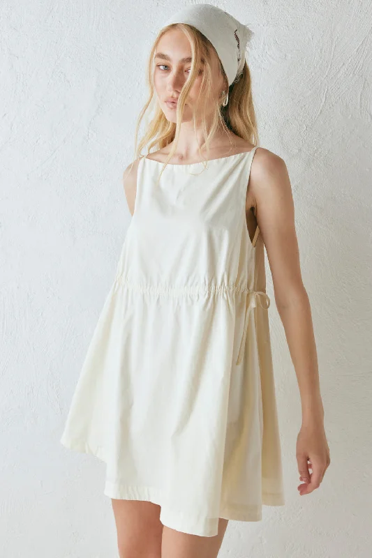 Indi Mini Dress Cream Stylish Puff Sleeve Mini Dress