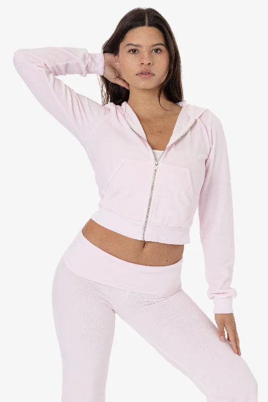VLR310GD - Garment Dye Velour Mid-Length Zip-Up Hoodie Hoodie with Patch Decorative Personalized