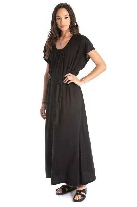 belted long dress - black Tunics Prom sequined