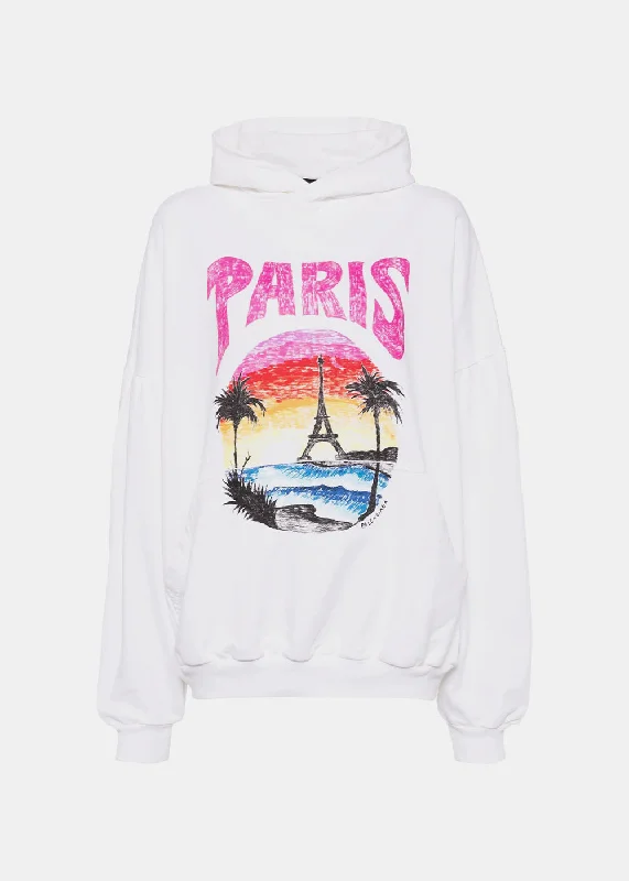White Paris Tropical Hoodie Hoodie with Earth Tones Natural Calm