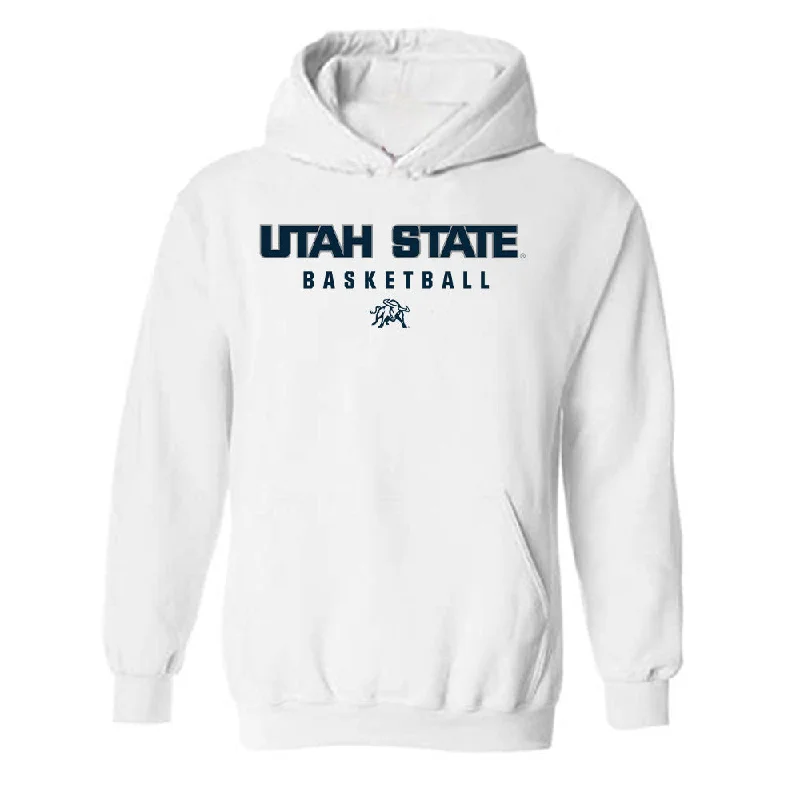 Utah State - NCAA Women's Basketball : Carlie Latta - Classic Shersey Hooded Sweatshirt Hoodie with High-Low Hem Asymmetrical Trendy