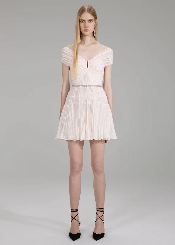 Chiffon Mini Dress (Cream) Modern Satin Mini Dress