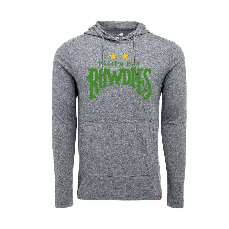Rowdies Sportiqe Grey 2 Star Lightweight Hoodie Hoodie with Side Slits Relaxed Casual