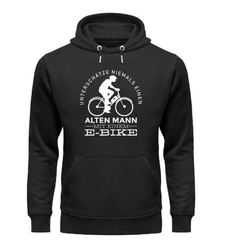 Alter Mann mit einem E-Bike - Unisex Premium Organic Hoodie Hoodie with Lace Feminine Delicate