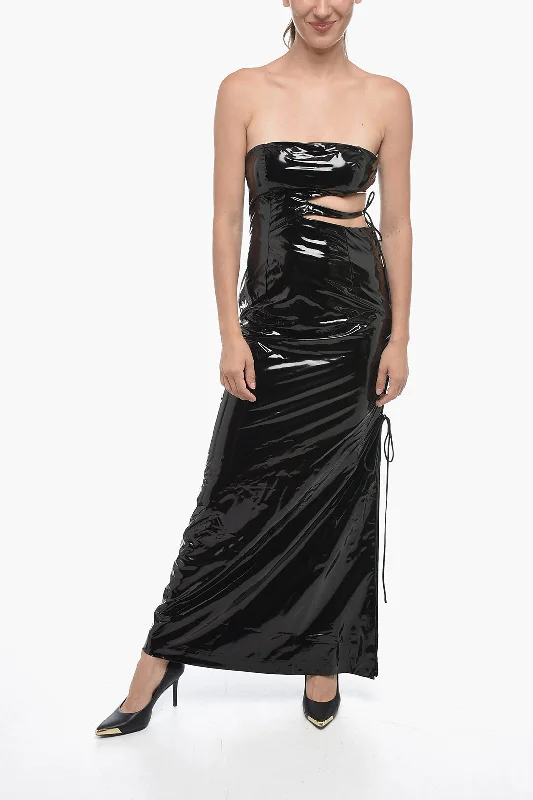 Rotate Eco-Patent Leather MALEEENA Sheath Dress with Lace-up Back 42 Italian size Tunics Leisure comfortable