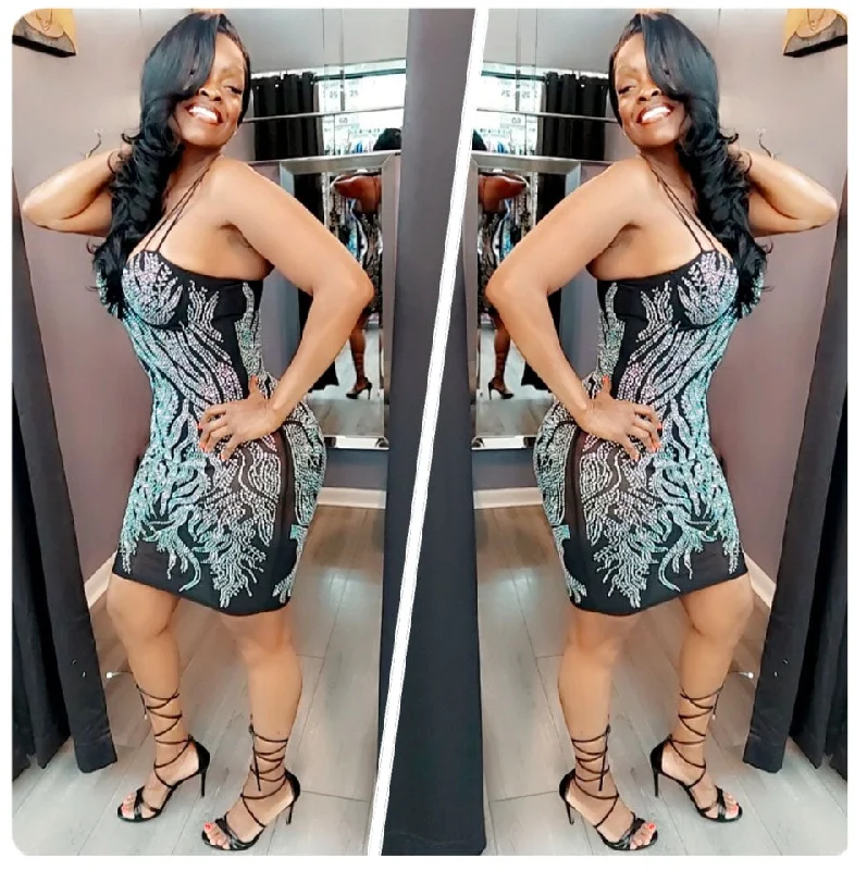 Simple Yet Elegant Embellished Mini Dress Fashionable Mini Dress with Frills
