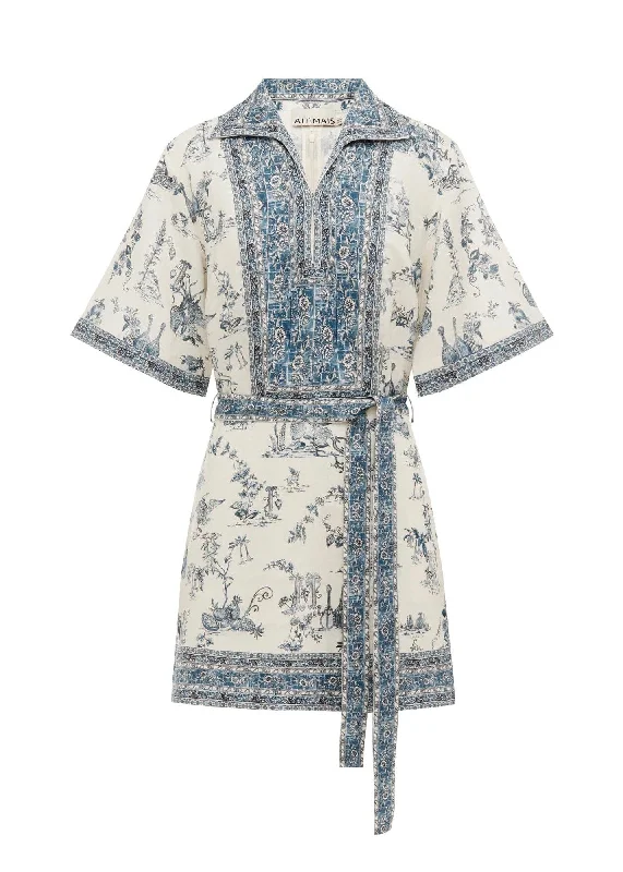Casa Mini Dress (Cream) Comfortable Zip-Up Mini Dress