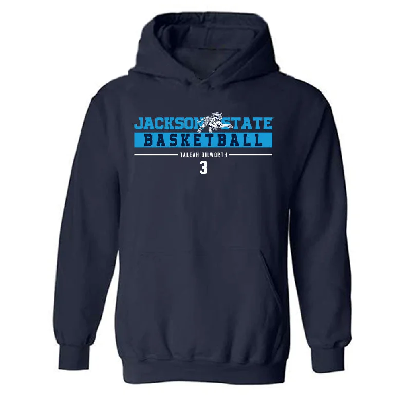 Jackson State - NCAA Women's Basketball : Taleah Dilworth - Classic Fashion Shersey Hooded Sweatshirt Hoodie with Velcro Closure Adjustable Secure