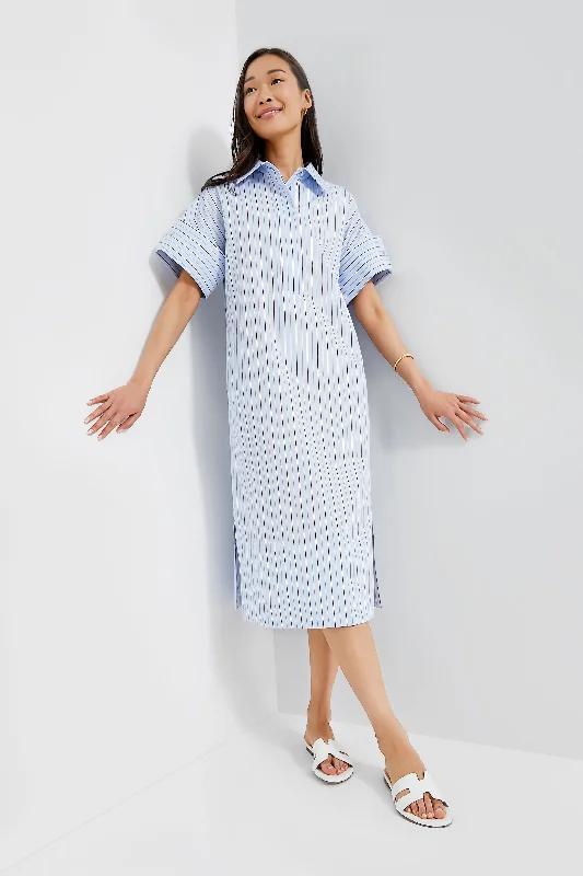 Blue and Red Stripe Reina Dress Turtleneck Neckline Stylish