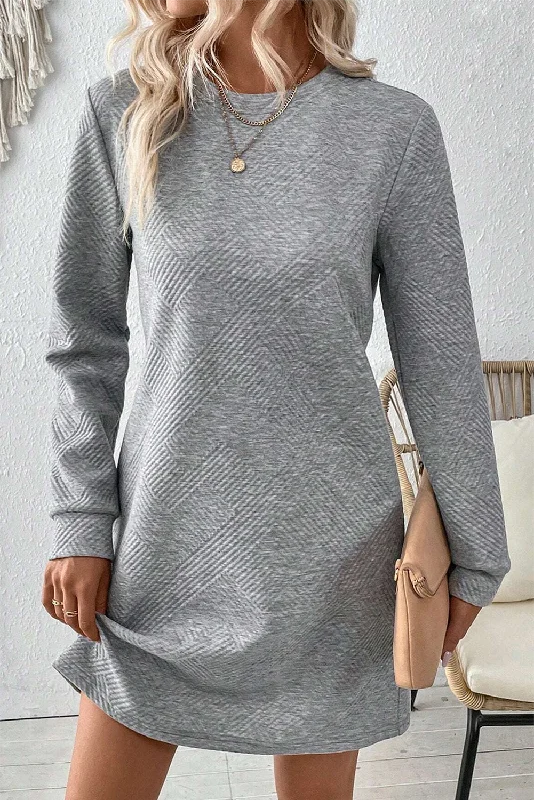 Gray A-Line Mini Dress Casual High-Waist Mini Dress