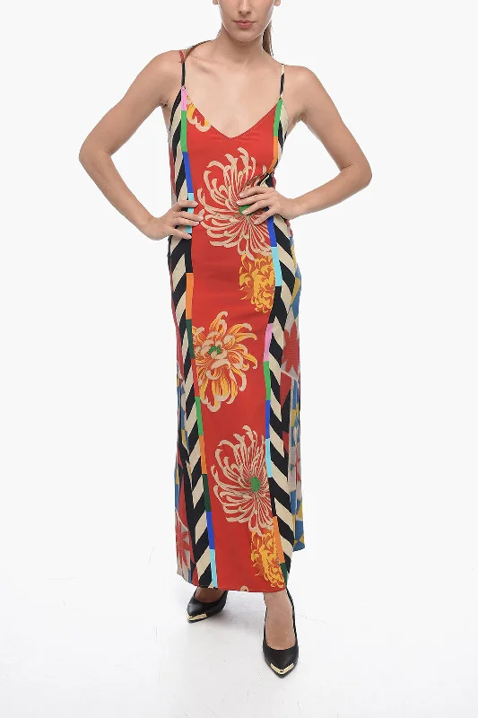 Pierre-Louis Mascia Satin Slip Dress with Floral Pattern Tunics Denim casual