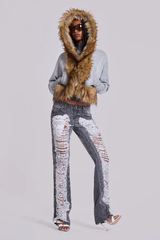 Deda Fur Trim Hoodie Hoodie with Fur Luxurious Winter