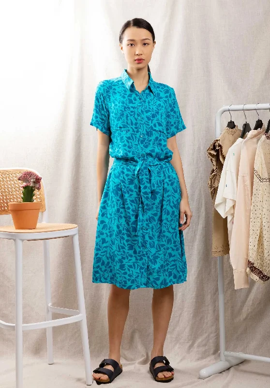 Dress J9550 Blue Crew Neckline Casual