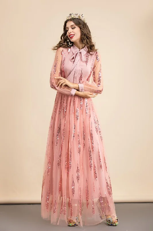 FashionSierra - Long Sleeves Sequined Patchwork Elegant Maxi Party Dresses Tunics Chic fashionable