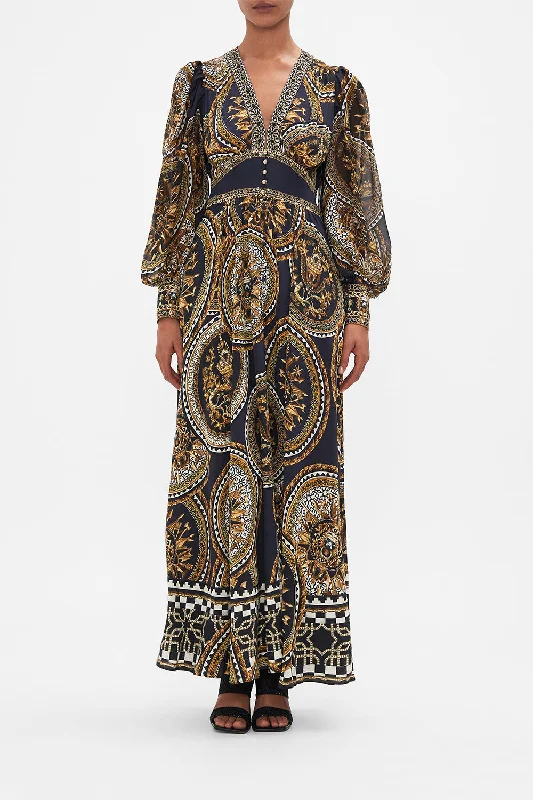 SHAPED WAISTBAND DRESS WITH GATHERED SLEEVES DUOMO KALEIDO Tunics Sale discount