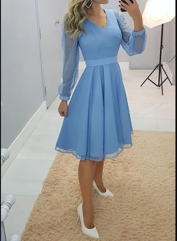 A-line Blue Long Sleeves Party Dress,Blue Homecoming Dress Y6045 Off-the-shoulder Bohemian Festive A-line Blue Long Sleeves Party Dress,Blue Homecoming Dress Y6045 Off-the-shoulder Bohemian Festive