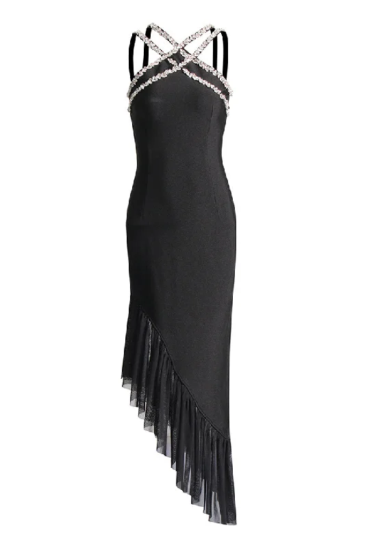 Sparkly Crystal Strappy Sleeveless Bandage Bias Ruffle Cocktail Party Dress Tunics Review highly Sparkly Crystal Strappy Sleeveless Bandage Bias Ruffle Cocktail Party Dress Tunics Review highly