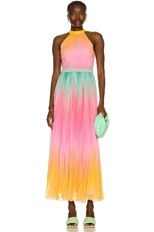 Zale Long Dress - Multicolor Cowl Neckline Elegant