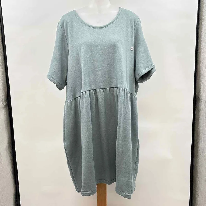 conscious clothing Women's Size 4XLT Blue Solid Dress Casual Short Summer