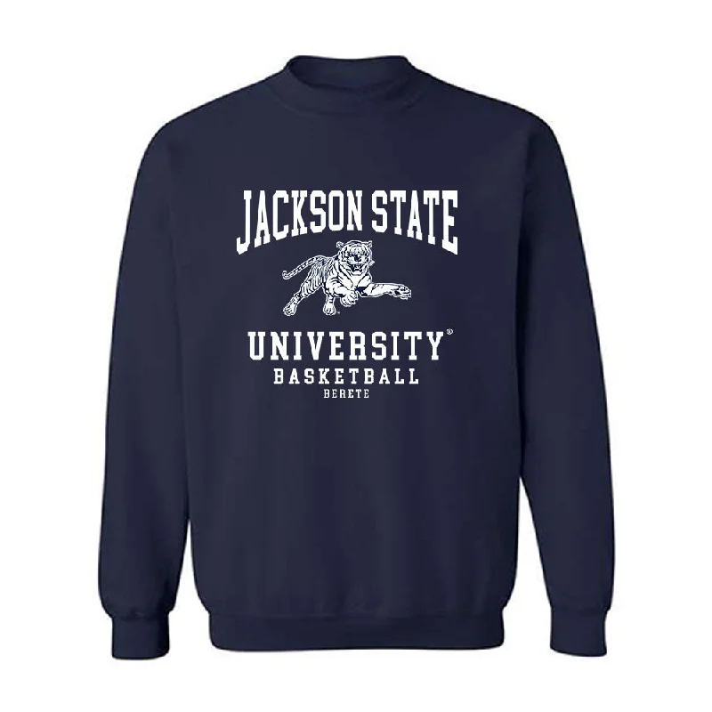 Jackson State - NCAA Women's Basketball : Diaka Berete - Crewneck Sweatshirt Hoodie with Elastic Cuffs Stretchable Comfortable