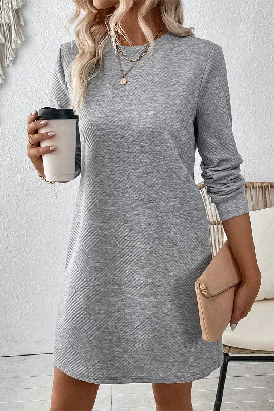 Gray Mini Dress Stylish Plaid Mini Dress