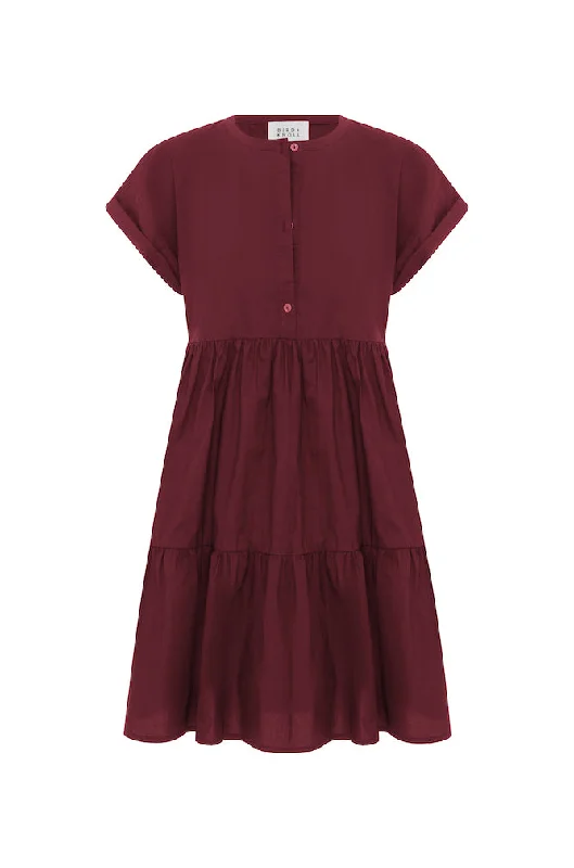 Marisol Mini Dress Wine Stylish Short-Sleeve Mini Dress