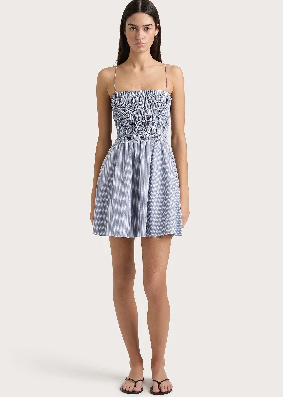 Union Mini Dress (Blue Stripe) Classic Floral Print Mini Dress