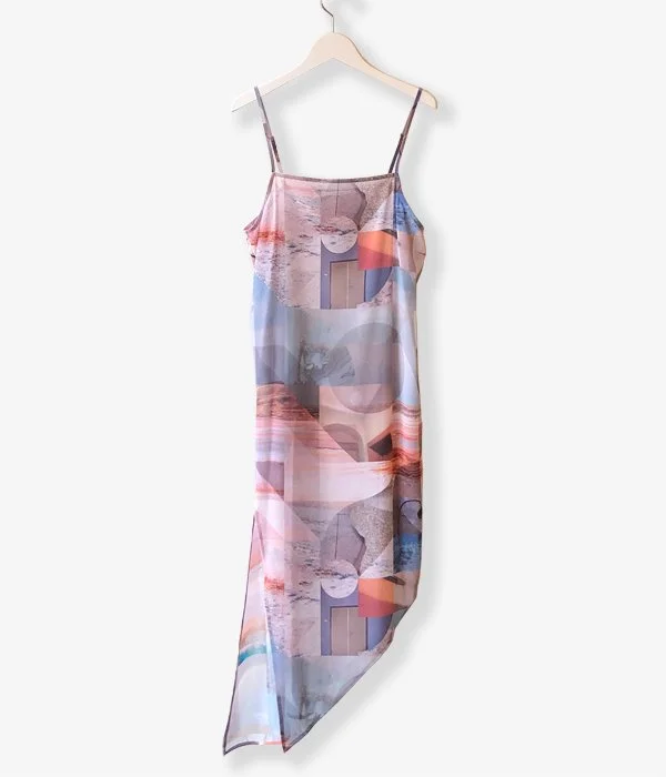 PHEENY/PRINT CHIFFON ASYMMETRY DRESS(MULTI) Maxi Flowy Bohemian
