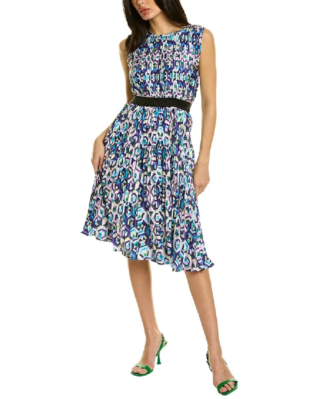 Gracia Drop-Waist Pleated A-Line Dress Tunics Bridal satin