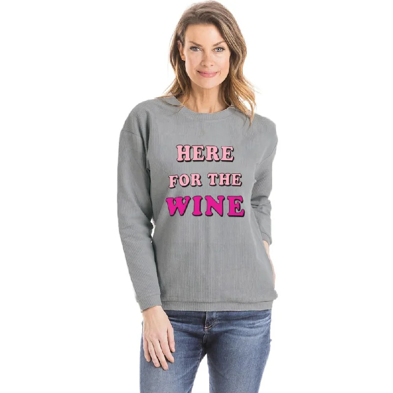 Here for the Wine Corded Sweatshirt Hoodie with Mesh Breathable Sporty