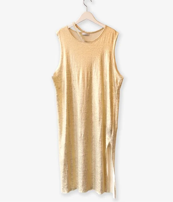 PHEENY/FOLLED LINEN N/S DRESS(GOLD) Tunics Custom made