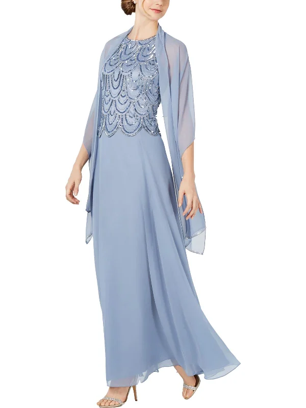 Womens Embellished Popover Evening Dress Tunics Evening elegant
