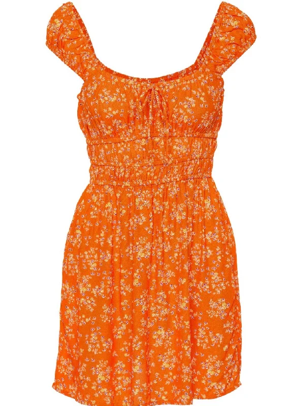 Lucciola Mini Dress (Audrey Floral Orange) La Chic Bohemian Mini Dress