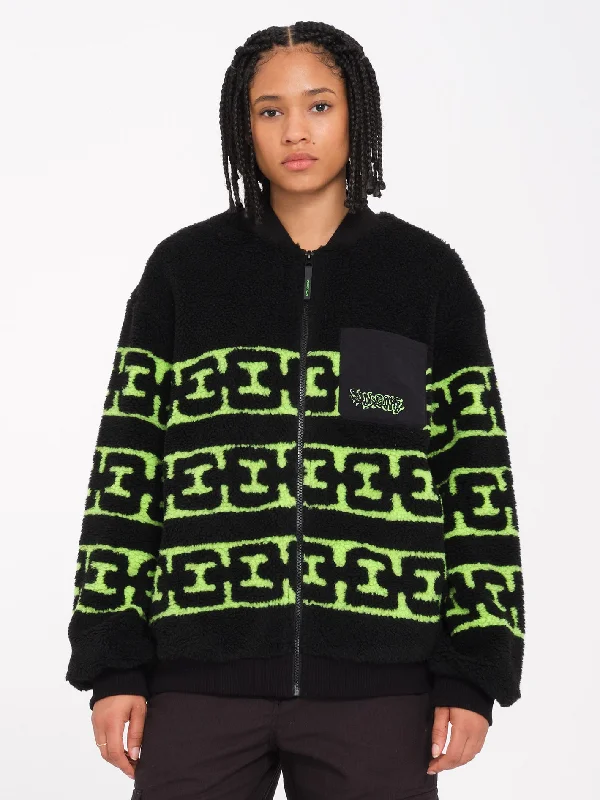 Zephyr Sherpa Zip Sweatshirt - Black Hoodie with Magnetic Closure Innovative Modern