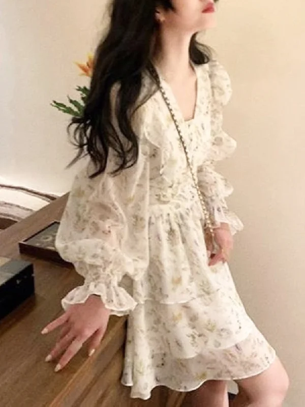Zjkrl - 2023 Spring Korean Vintage Fairy Floral Dress French Causal Bodycon Elegant Mini Dress Sweet Short Party Dress Chic Beach Style Shift Classic Vintage Zjkrl - 2023 Spring Korean Vintage Fairy Floral Dress French Causal Bodycon Elegant Mini Dress Sweet Short Party Dress Chic Beach Style Shift Classic Vintage