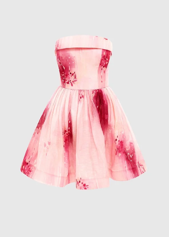 Jasmine Bustier Mini Dress (Flora Print) Comfortable One-Shoulder Mini Dress
