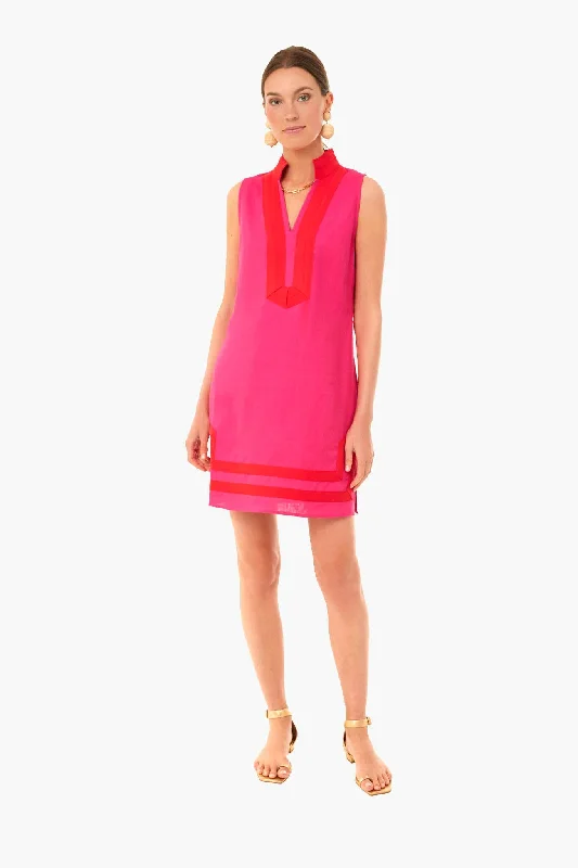 Hot Pink and Red Sleeveless Classic Tunic Dress Tunics Chic fashionable