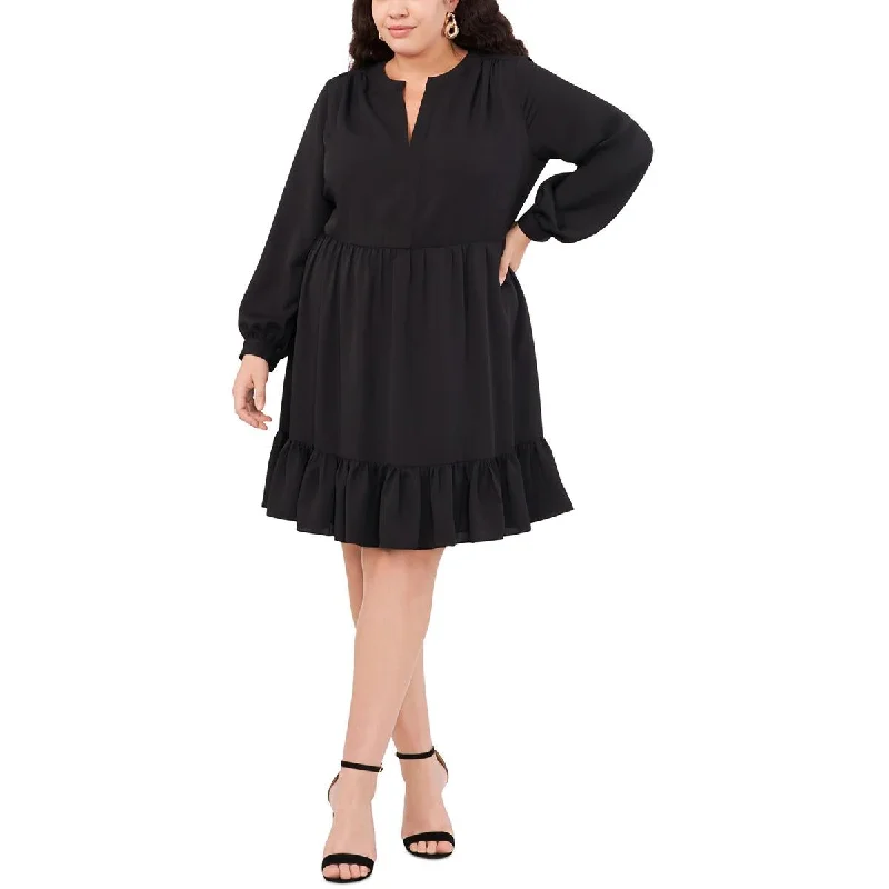 Vince Camuto Womens Plus Ruffle Hem Tiered Cocktail And Party Dress Tunics Practical durable