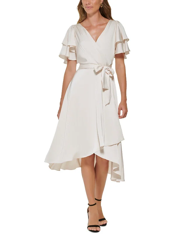 Womens Satin Midi Cocktail And Party Dress Tunics Distressed trendy