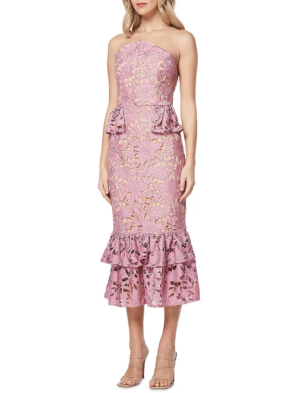 Charter Womens Ruffled Midi Cocktail And Party Dress Tunics Long Elegant