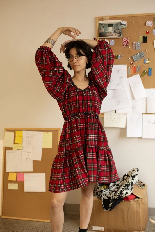 Josie Mini Dress Red Plaid Elegant Tulle Mini Dress